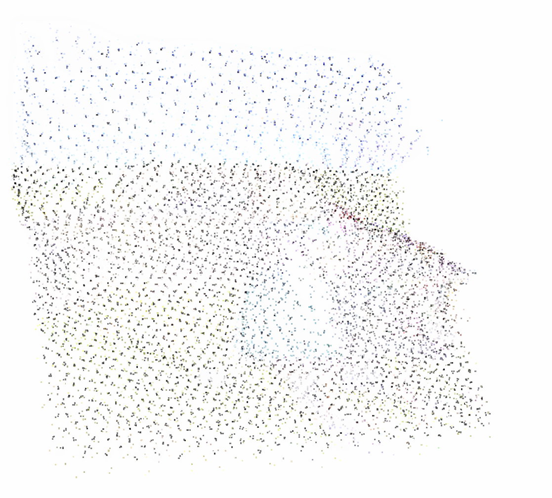 Gaussian centers visualized as a point cloud, showing sparse allocation.